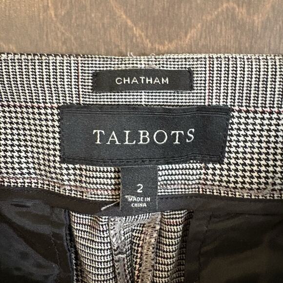 Talbots Pants Women 2 Gray Glen Plaid Ankle Chatham Cropped Preppy Office Career - Picture 2 of 13